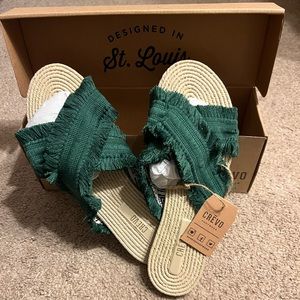Green Crevo Flat Sandals